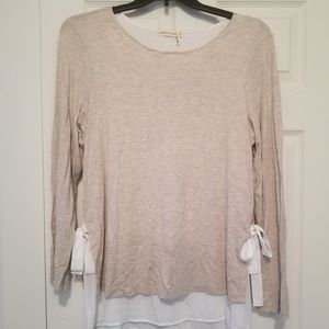 Cream & Tan Shirt with Side Ties